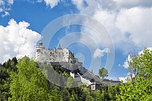 Medieval Hohenwerfen castle. Historical landmark on Salzach valley, Austria photo