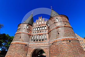 Medieval Holstentor gate of Lubeck