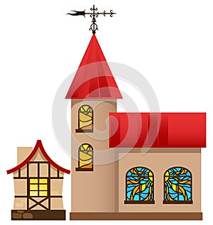 Medieval house and church