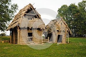 Medieval house with cowshed photo