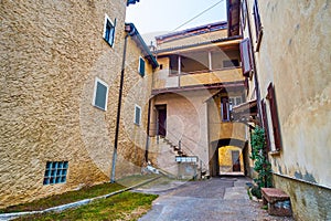 The medieval house in small village Gentilino, Collina d\'Oro, Switzerland photo