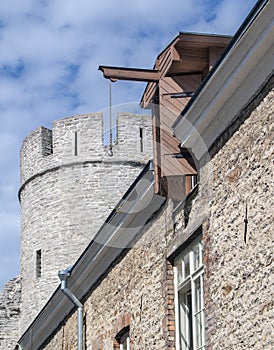 Medieval house and tower of old Tallin