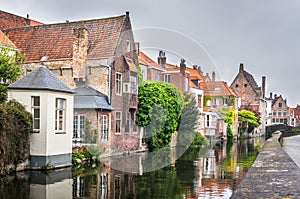 Medieval houses alongside a canal in Bruges