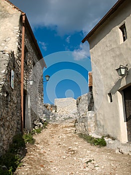 Medieval houses in fortress.