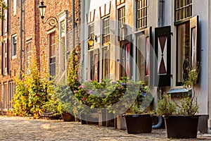 Medieval houses in the historic center of the Dutch city of Amer