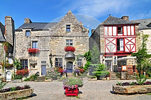 Medieval houses at Rochefort en Terre Brittany in north western France