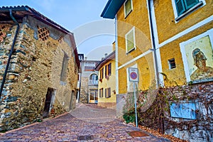 The medieval houses in small village Gentilino, Collina d\'Oro, Switzerland photo
