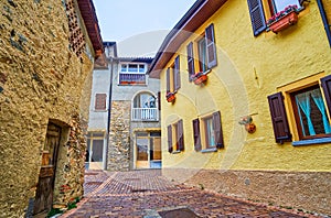 The medieval houses in small village Gentilino, Collina d\'Oro, Switzerland photo