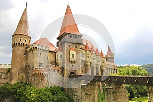 Medieval Hunyad or Corvin castle, Hunedoara town, Transylvania r