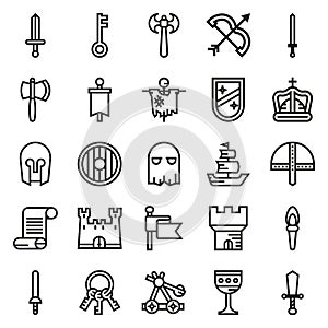 MEDIEVAL icon set of outline icons