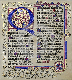 Medieval illuminated manuscript calligraphy in Stari Grad