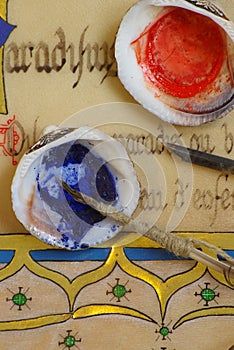 Medieval illumination - pigments and manuscript