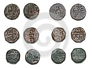 Medieval India Copper Coins of Mughal and Suri Dynasty of India photo