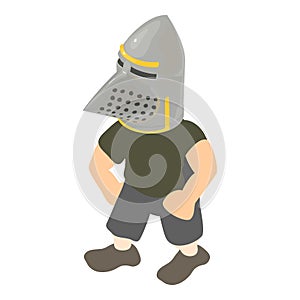 Medieval infantryman icon, isometric style