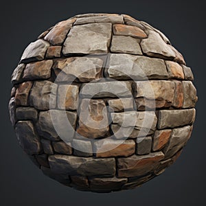 Medieval-inspired 3d Rock Sphere Texture With Flat Shading