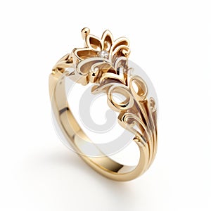 Medieval Italian Floral Inspired Gold Ring With Celtic Knotwork