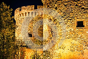 Medieval Kalemegdan fortress at night. Belgrade, Serbia