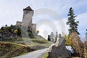 Medieval Kasperk Castle in southwestern Bohemia, Czech Republic, sunny autumn day, Plzen region, Sumava r