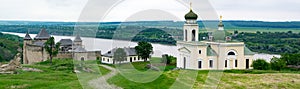 Medieval Khotyn Fortress in Ukraine. Panoramic view