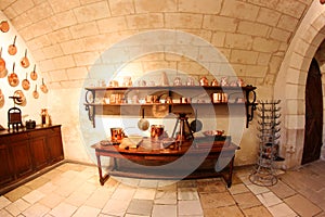 Medieval Kitchen at Chenonceau Castle in France