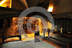 Medieval kitchen, Issogne castle, Aosta Valley.