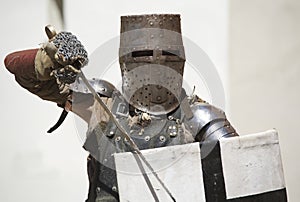 Medieval knight with armor photo