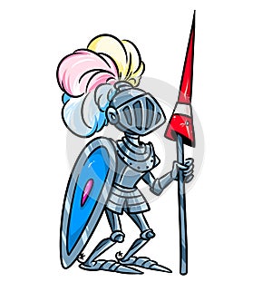 Medieval knight armor helmet cartoon illustration