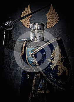 Medieval knight in full armour