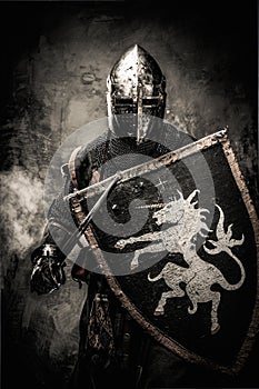 Medieval knight in full armour