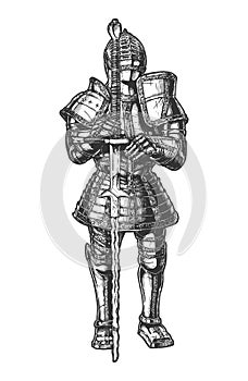 Medieval knight in full battle armour