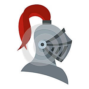 Medieval knight helmet icon, flat style