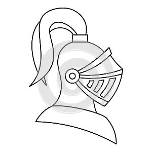 Medieval knight helmet icon, outline style