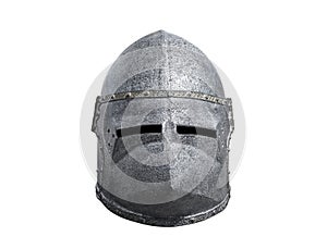 Medieval knight helmet isolated on white background