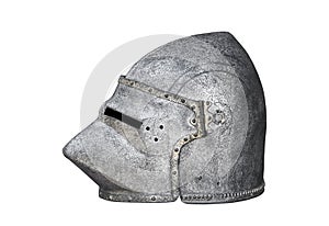 Medieval knight helmet isolated on white background