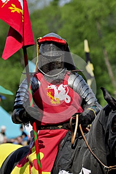 Medieval knight on horseback