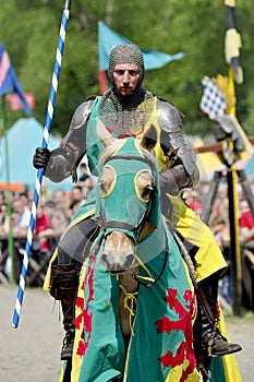 Medieval knight on horseback