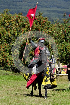 Medieval knight on horseback