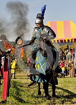 Medieval knight on horseback