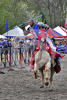 Medieval knight on horseback