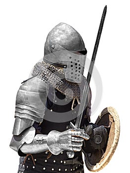 Medieval knight isolated on white background.