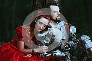 Medieval knight with lady