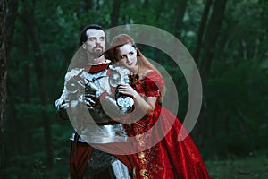 Medieval knight with lady