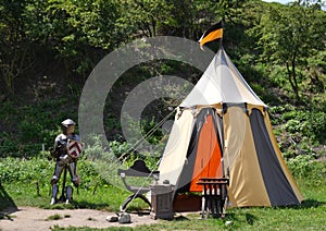 Medieval knight's armor camp