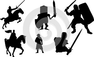 medieval knight silhouette, medieval knight silhouette Set,