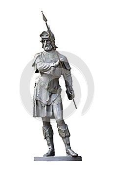 Medieval knight statue isolated on white