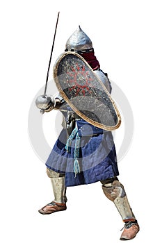 Medieval knight with the sword and shield.