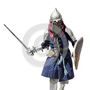 Medieval knight with the sword and shield.