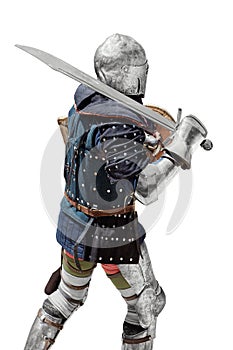 Medieval knight with the sword and shield.