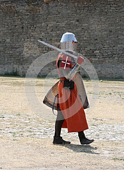 Medieval Knight walking.