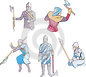 Medieval knights with axes